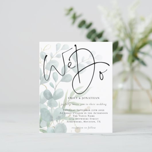 Begrotingsscript dat we uitnodigen voor een eucaly (Staand voorkant)