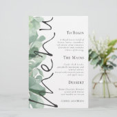 Begrotingsscript Eucalyptus Leaves Weduwmenu (Staand voorkant)