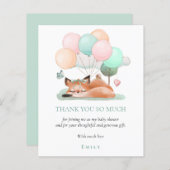 Begrotingsslapende fox Blauwgroen Baby shower Dank (Voorkant / Achterkant)