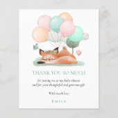 Begrotingsslapende fox Blauwgroen Baby shower Dank (Voorkant)