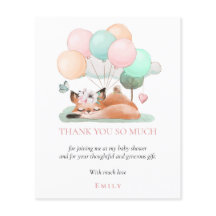Begrotingsslapende fox roze Baby shower Dank u