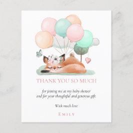 Begrotingsslapende fox roze Baby shower Dank u