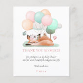 Begrotingsslapende fox roze Baby shower Dank u (Voorkant)