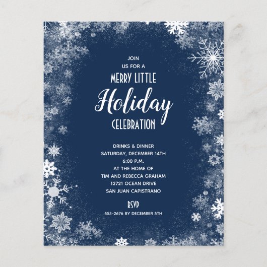 Begrotingssneeuwvlokken op uitnodiging van de mari flyer (Voorkant)