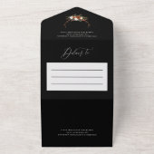 Begrotingsstag zwarte botanische elegant all in one uitnodiging (Buitenkant)