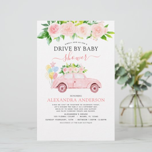 Begrotingsstation op Baby shower - Floral Blush Pi (Staand voorkant)