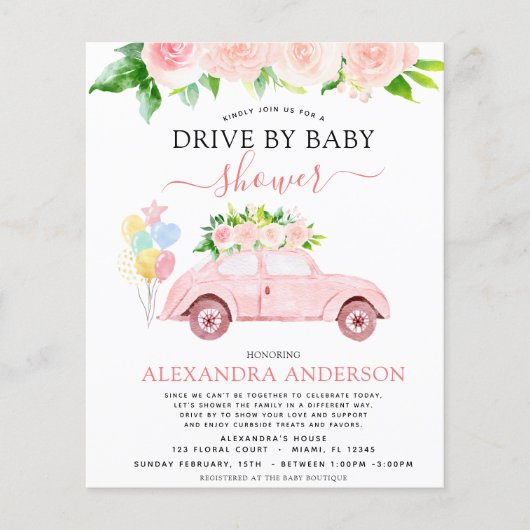 Begrotingsstation op Baby shower - Floral Blush Pi Flyer (Voorkant)