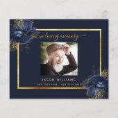 Begrotingssympathie blauw bloemgoud bedankt foto (Achterkant)