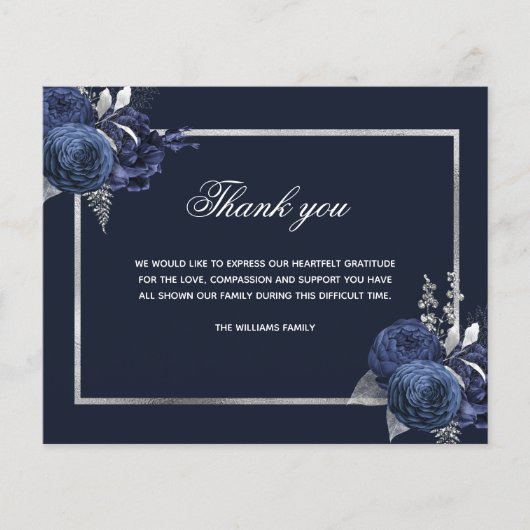 Begrotingssympathie blauwe floral Silver bedankt f (Voorkant)