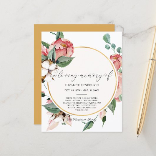 Begrotingssympathie Dank je wel. Papierblad (Voorkant / Achterkant in situ)