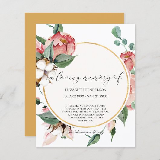 Begrotingssympathie Dank je wel. Papierblad (Voorkant / Achterkant)