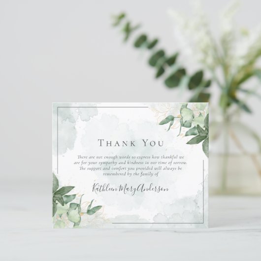 Begrotingssympathie Eucalyptus Funeral Dank u wel (Staand voorkant)