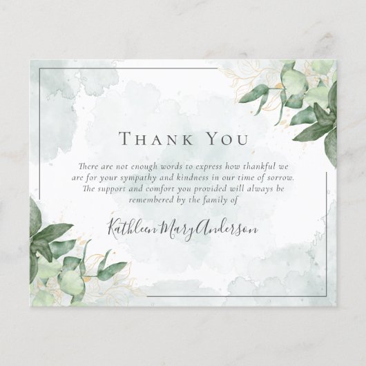 Begrotingssympathie Eucalyptus Funeral Dank u wel (Voorkant)