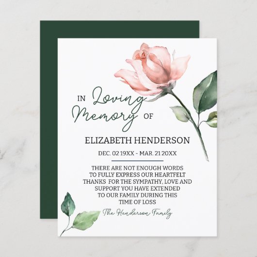 Begrotingssympathie Geheugen /Dank u. (Voorkant / Achterkant)