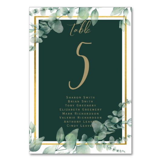 BEGROTINGstabel Aantal zitplaatsen Greenery Eucaly Kaart (Voorkant)