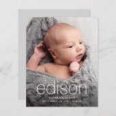 Begrotingstype Baby Fotoaankondiging (Voorkant / Achterkant)