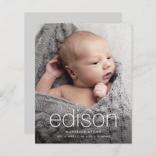 Begrotingstype Baby Fotoaankondiging (Voorkant / Achterkant)