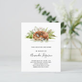 Begrotingsuitnodiging voor baby shower bosherten (Staand voorkant)