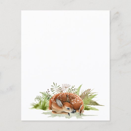 Begrotingsuitnodiging voor baby shower bosherten (Achterkant)