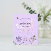 Begrotingsuitnodiging voor de jaardag vlinderbloem (Staand voorkant)