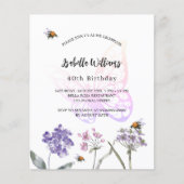 Begrotingsuitnodiging voor de jaardag vlinderbloem (Voorkant)