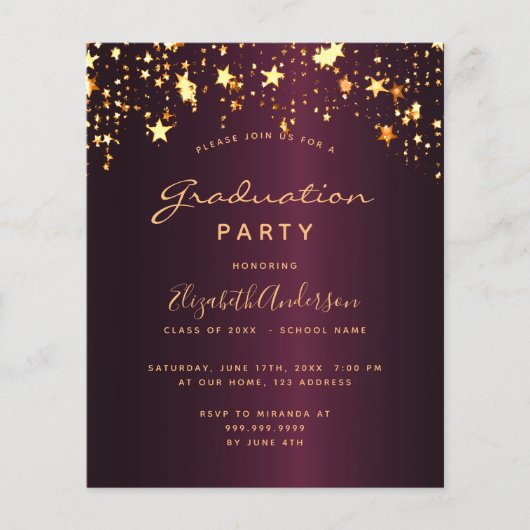 Begrotingsuitnodiging voor gradustrie-partij Bourg Flyer (Voorkant)