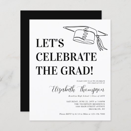 Begrotingsviering Afstuderen Eenvoudige GraduParti (Voorkant / Achterkant)