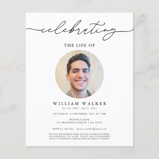 Begrotingsviering van de herdenking van het leven flyer (Voorkant)