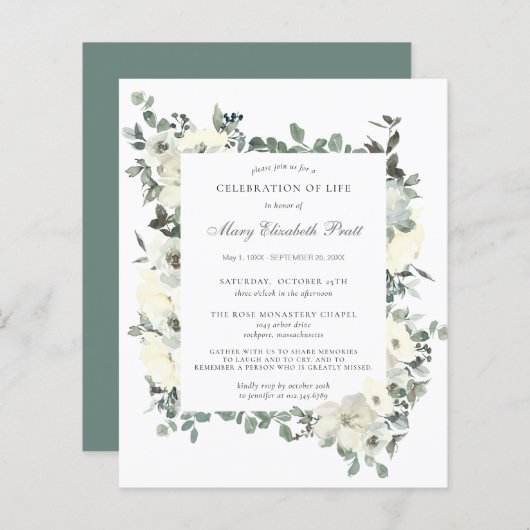 Begrotingsviering van de uitnodiging van Life Whit (Voorkant / Achterkant)