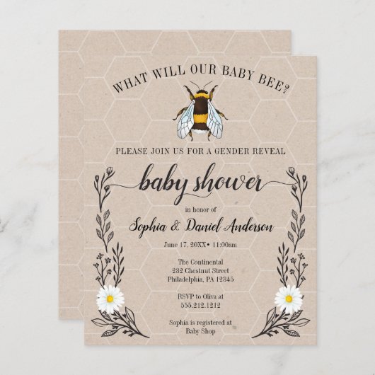 Begrotingsvriendelijk wat Baby zal worden uitgenod (Voorkant / Achterkant)