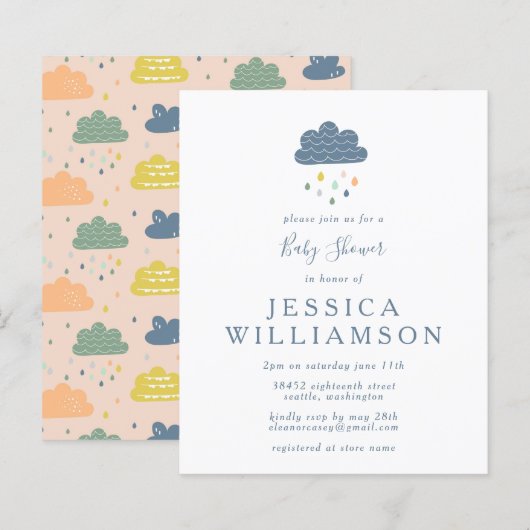 Begrotingswolken en regendruppels in blauw Baby sh (Voorkant / Achterkant)