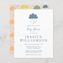 Begrotingswolken en regendruppels in blauw Baby sh