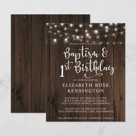 BEGROTINGSWood Klokjeslampje 1e verjaardag (Voorkant / Achterkant)