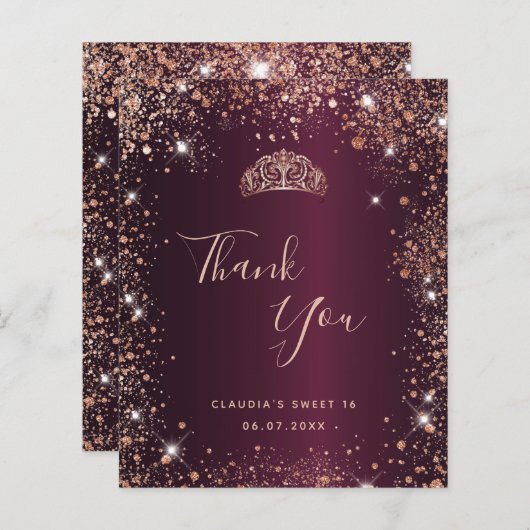 Begrotingszoet 16 Bourgogne roos goud dank u uw ka (Voorkant / Achterkant)