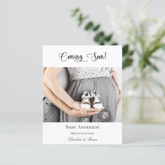 Begrotingszwangerschap binnenkort foto-aankondigin (Staand voorkant)