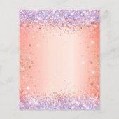 Begrotingverjaardag glitter oranje paarse uitnodig (Achterkant)