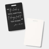 Begunstigde Lezer II - Jane Austen Quote Badge (Front & Back)
