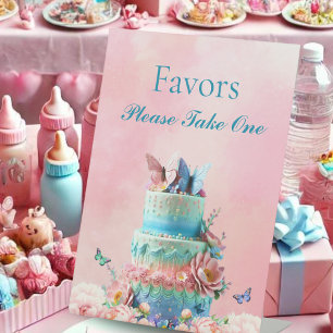 Begunstigt Vlindertjes Tweeling Baby Shower Reclamebord Met Voetstuk