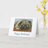 Behaaglijke Pug Kaart (Gele Bloem)