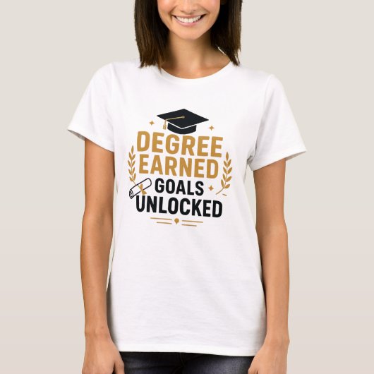 Behaalde Graad Doelen Opgelost Dames Afstuderen  T-shirt (Voorkant)