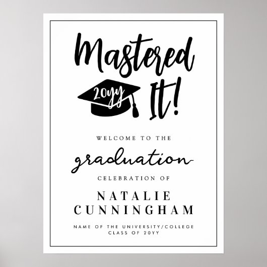 Behaalde het Masters Diploma Afstudeer Welkom Poster (Voorkant)
