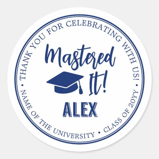 Behaalde masterdiploma afstuderen  ronde sticker (Voorkant)
