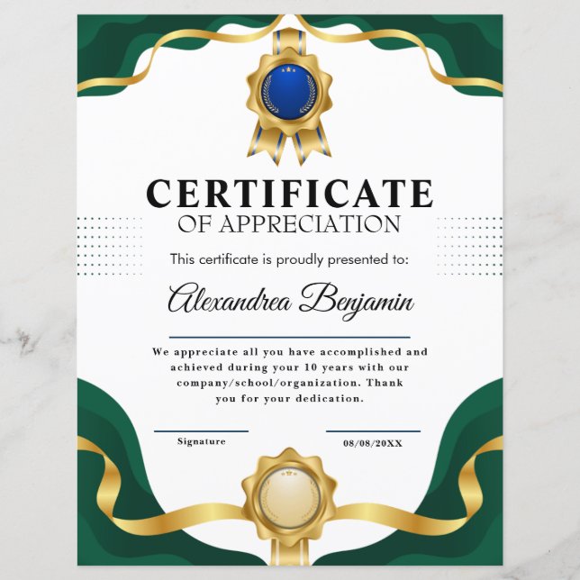 Behalen - Goud blauw certificaat (Voorkant)