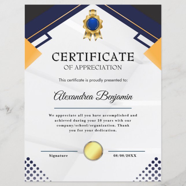 Behalen - Goud blauw certificaat (Voorkant)