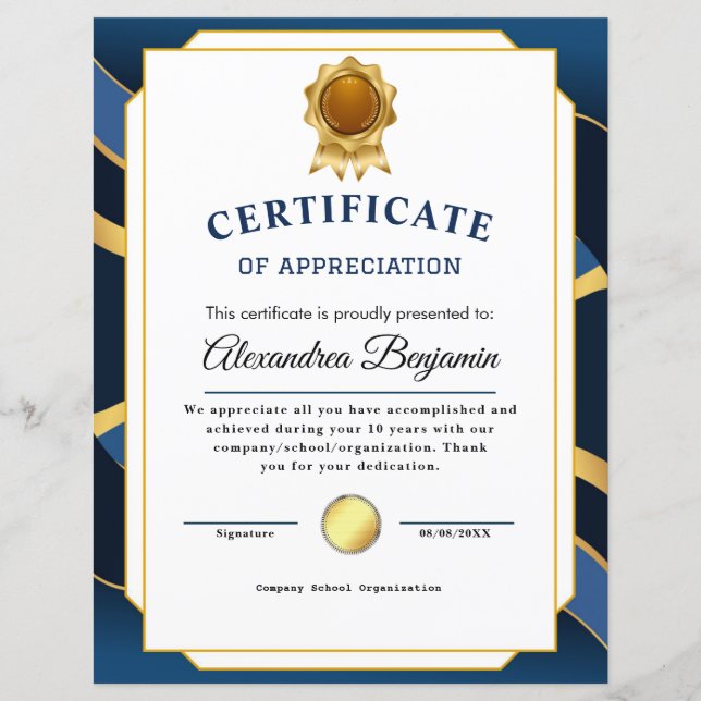 Behalen - Goud blauw certificaat (Voorkant)