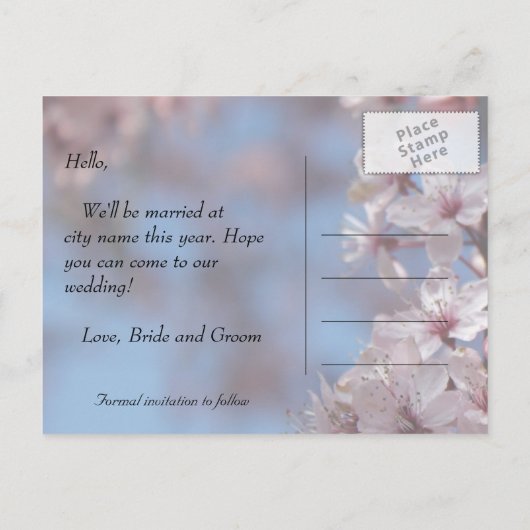 behalve de datum ,  bloemen van de lente aankondigingskaart (Achterkant)