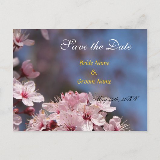 behalve de datum ,  bloemen van de lente aankondigingskaart (Voorkant)