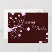 behalve de datum : roze bloesems : aankondigingskaart (Voorkant / Achterkant)