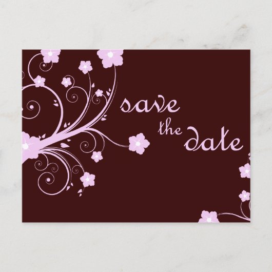 behalve de datum : roze bloesems : aankondigingskaart (Voorkant)