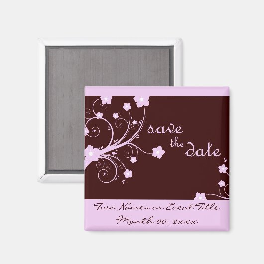 behalve de datum : roze bloesems : magneet (Voorkant / Achterkant)